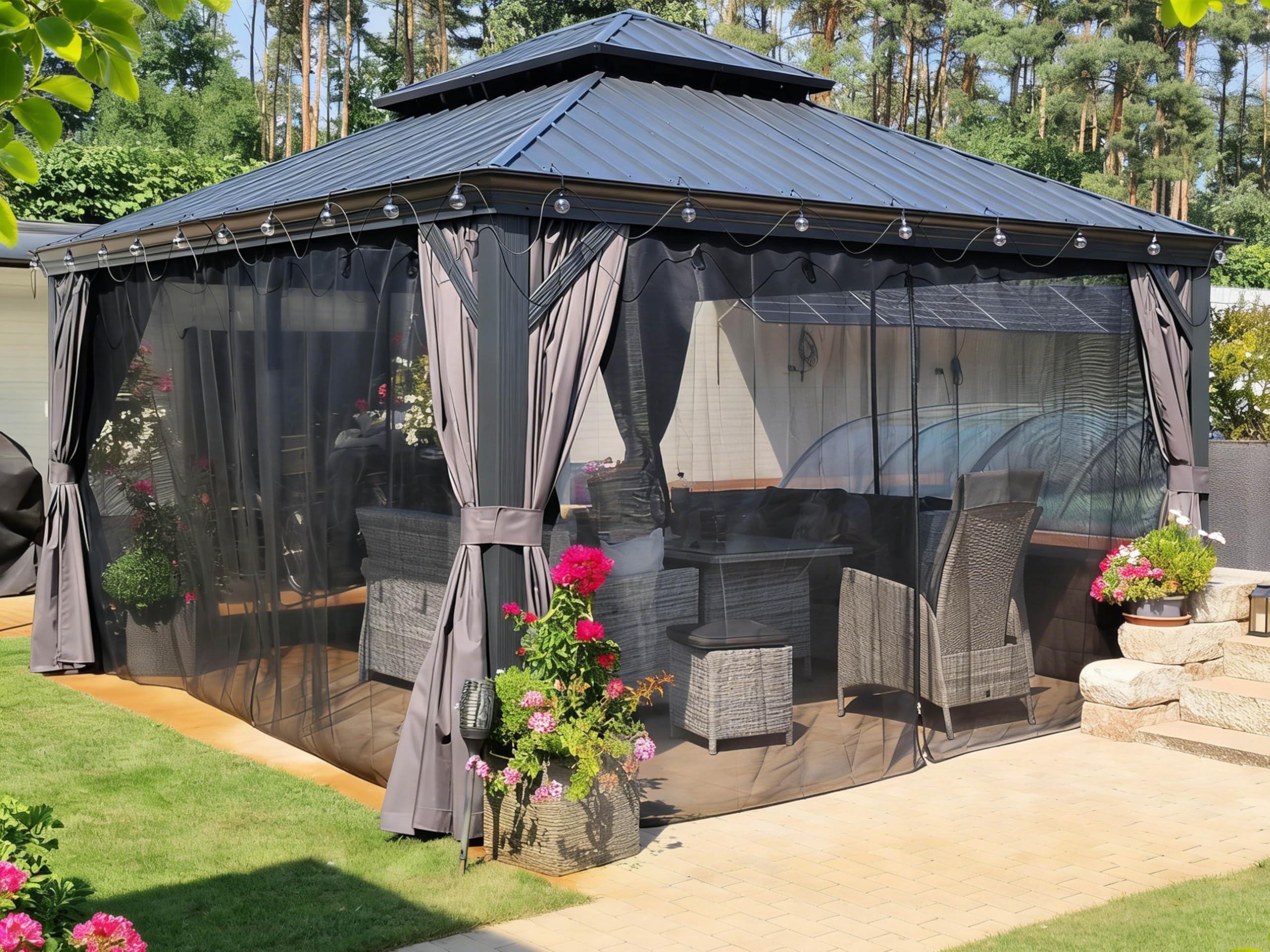 Amazon.com : PURPLE LEAF 13' X 15' Permanent Gazebo with Metal